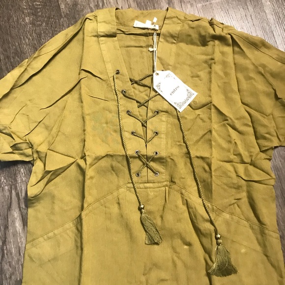Women’s Olive Tunic Top with Lace-Up detail - Picture 4 of 8